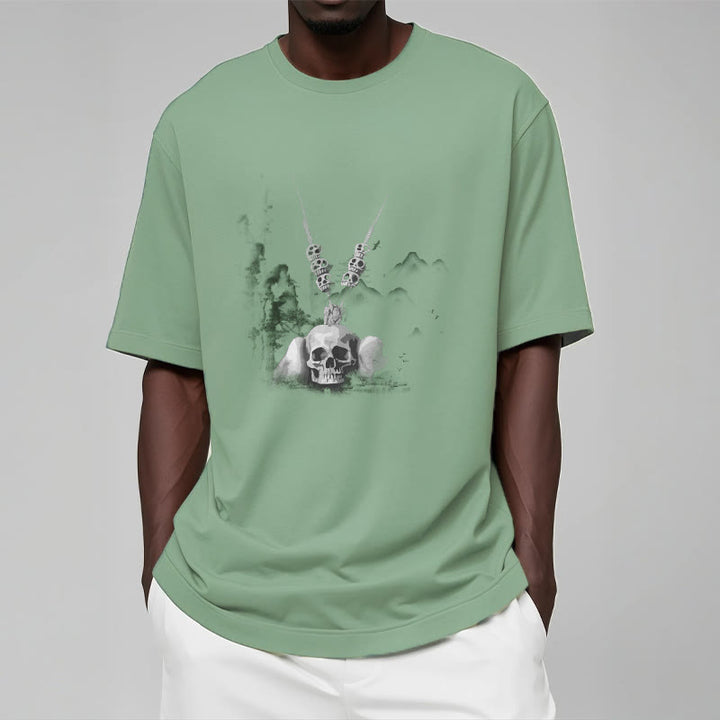 Buddha Stonesチベット 屍の王 森の頭蓋骨 ペンダント 雲 デザイン Tシャツ - image 17