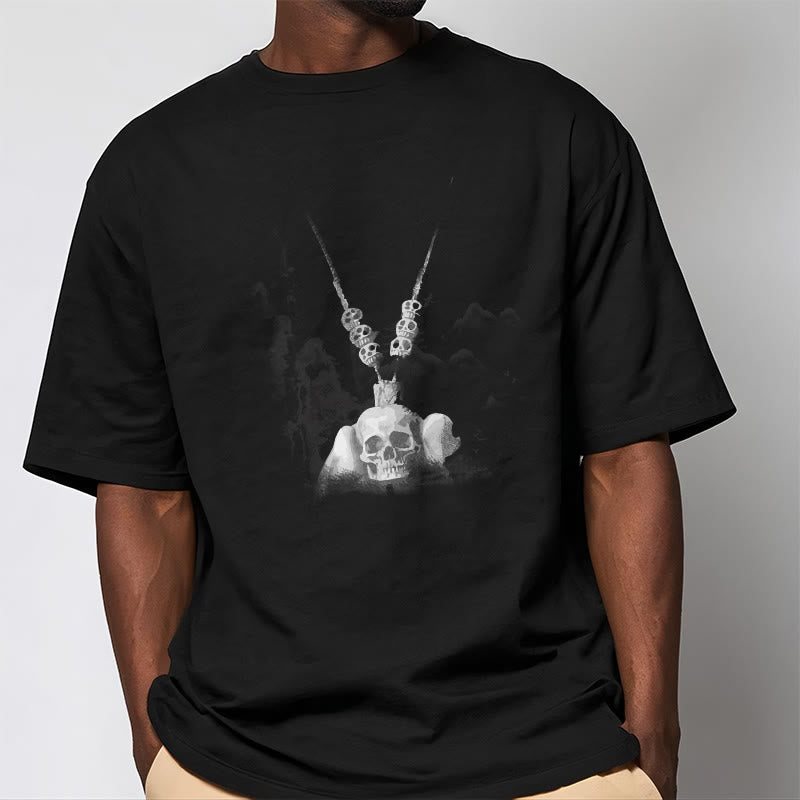 Buddha Stonesチベット 屍の王 森の頭蓋骨 ペンダント 雲 デザイン Tシャツ - image 8