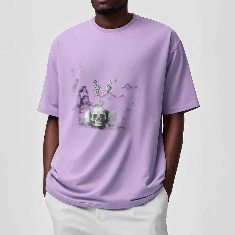 Buddha Stonesチベット 屍の王 森の頭蓋骨 ペンダント 雲 デザイン Tシャツ - image 19