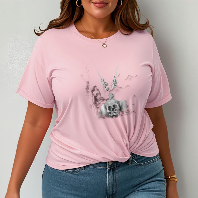 Buddha Stonesチベット 屍の王 森の頭蓋骨 ペンダント 雲 デザイン Tシャツ - image 15