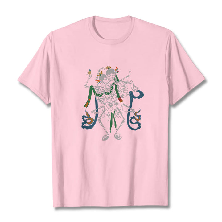 Buddha Stonesチベット 屍の王 森 デザイン Tシャツ - ライトピンク - 2XL - image 13