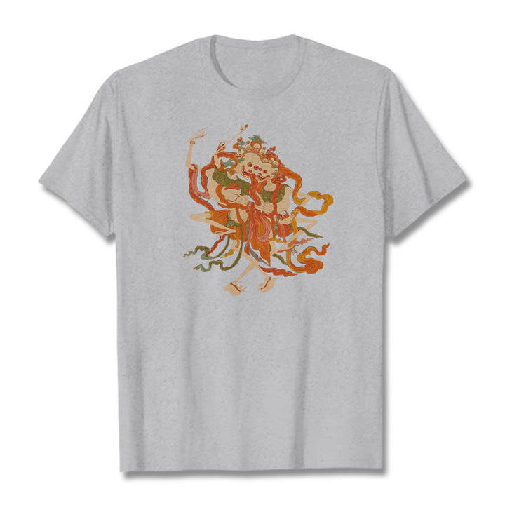Buddha Stonesチベット カラフル 屍の王 森 柄 Tシャツ - ライトグレー - 2XL - image 21