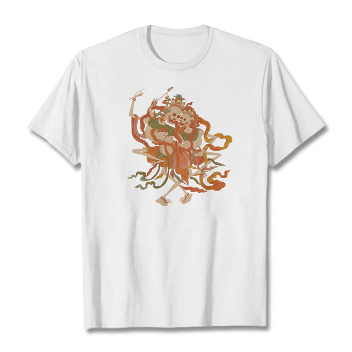 Buddha Stonesチベット カラフル 屍の王 森 柄 Tシャツ - 白 - 2XL - image 9