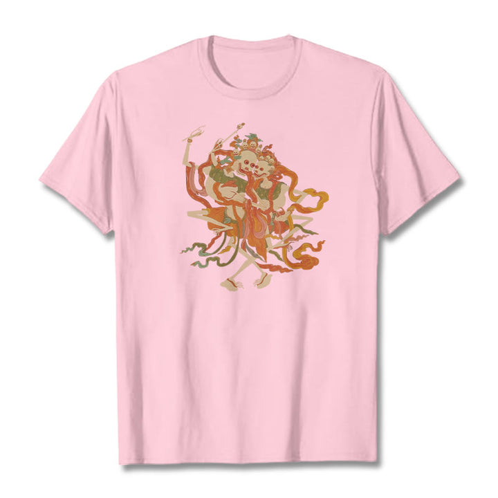 Buddha Stonesチベット カラフル 屍の王 森 柄 Tシャツ - ライトピンク - 2XL - image 16