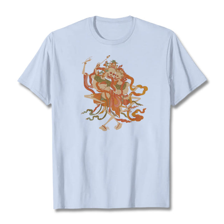 Buddha Stonesチベット カラフル 屍の王 森 柄 Tシャツ - ライトシアン - 2XL - image 14