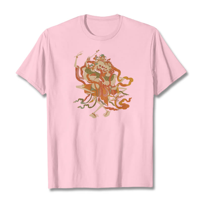 Buddha Stonesチベット カラフル 屍の王 森 柄 Tシャツ - ライトピンク - 2XL - image 15