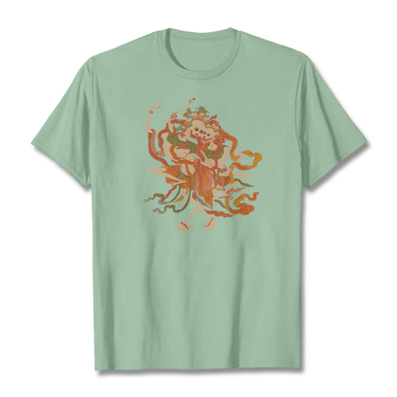 Buddha Stonesチベット カラフル 屍の王 森 柄 Tシャツ - 淡い緑 - 2XL - image 18