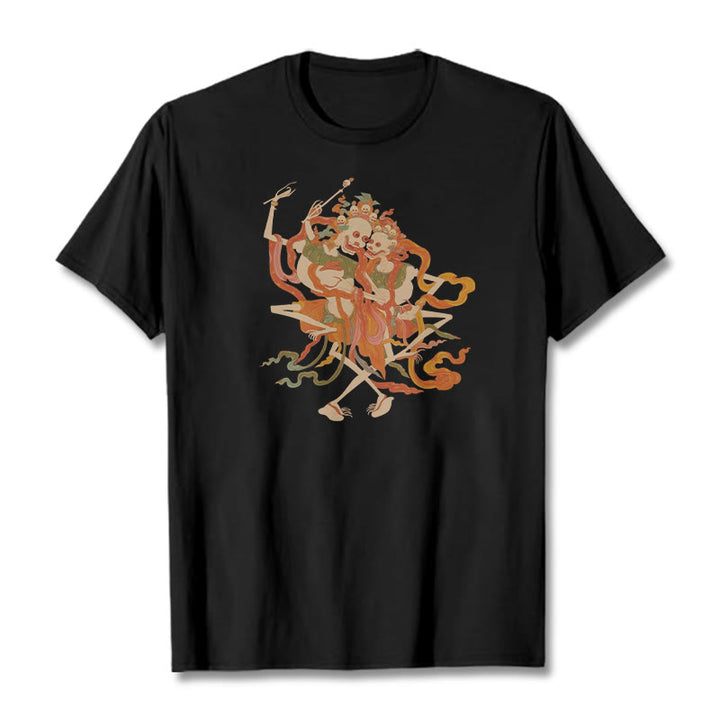 Buddha Stonesチベット カラフル 屍の王 森 柄 Tシャツ - 黒 - 2XL - image 5