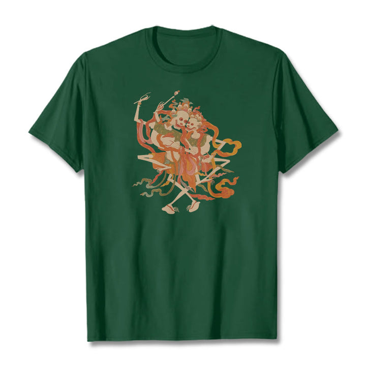 Buddha Stonesチベット カラフル 屍の王 森 柄 Tシャツ - フォレストグリーン - 2XL - image 12