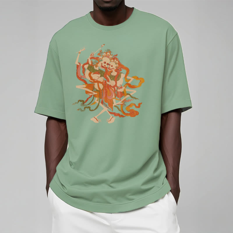 Buddha Stonesチベット カラフル 屍の王 森 柄 Tシャツ - image 18