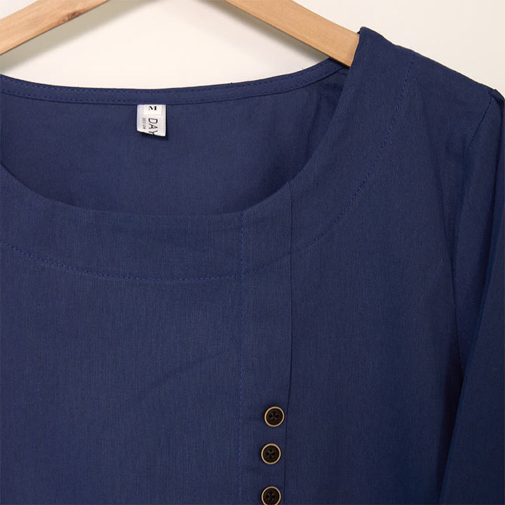 Buddha Stonesカジュアル ダンデライオン 長袖 ラウンドネック シャツ コットンリネン レディース シャツ - image 3