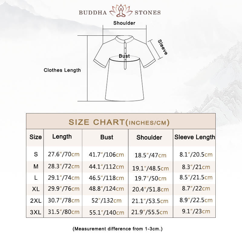 Buddha Stonesメンズ 半袖 ボタン カジュアル コットン リネン シャツ - image 4