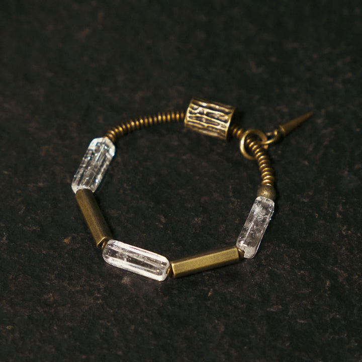 Buddha Stones銅製スクエアホワイトクリスタル幸運ブレスレット