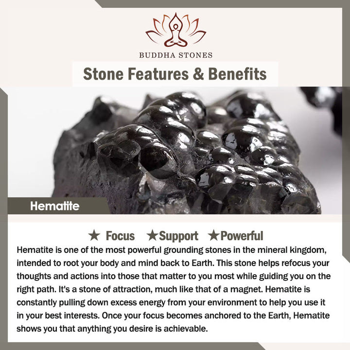 Buddha Stones 天然タイガーアイ・ブラックオブシディアン・ヘマタイトサポートブレスレット - image 8