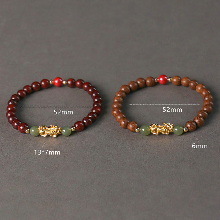 Buddha Stones999 スターリングシルバー 白檀黒檀小葉紫檀和田翡翠 辰砂 貔貅開運財運ブレスレット