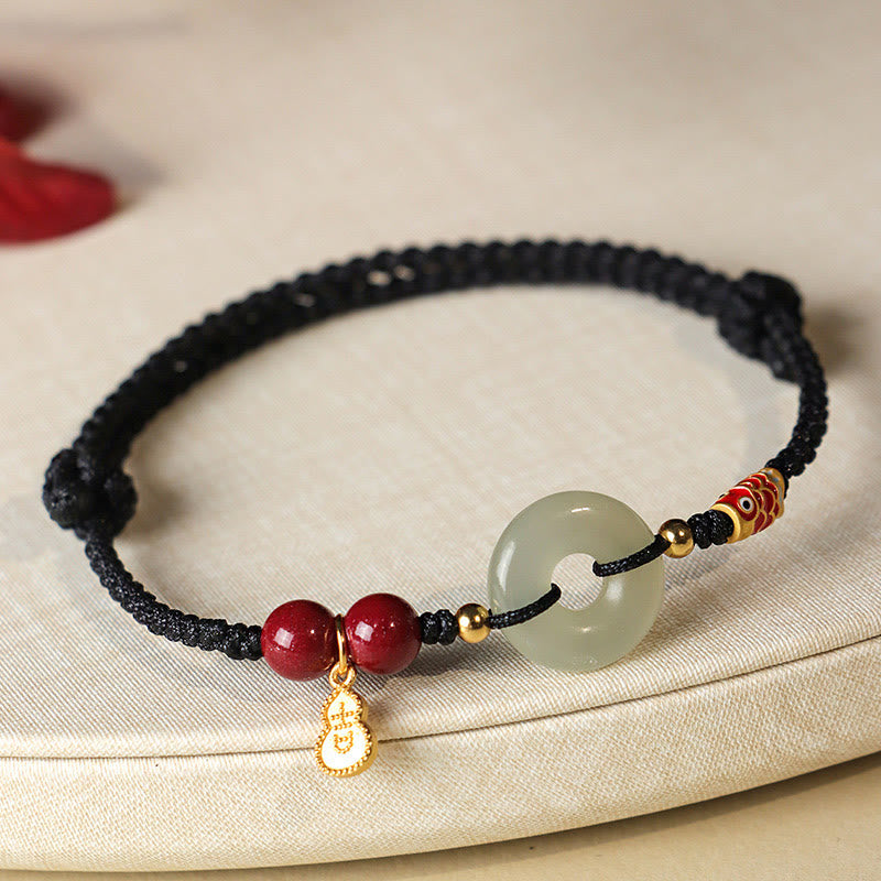 Buddha Stones赤糸 黒糸 和田翡翠 平和バックル 辰砂 925 シルバー 守護ブレスレット