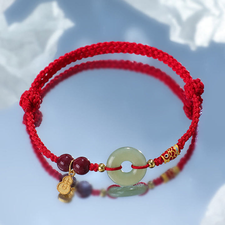 Buddha Stones赤糸 黒糸 和田翡翠 平和バックル 辰砂 925 シルバー 守護ブレスレット