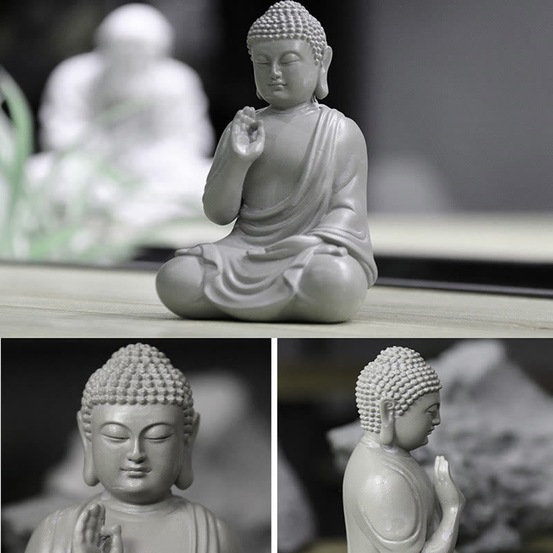Buddha Stones小さな瞑想の祈り 樹脂製仏像 慈悲の家の机の装飾 - image 4