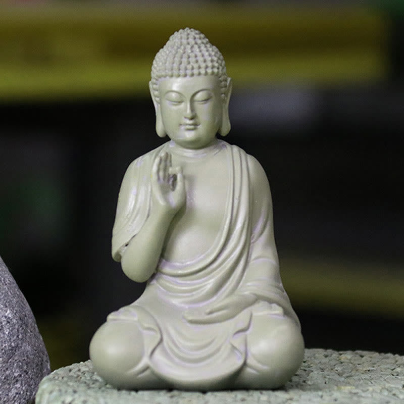 Buddha Stones小さな瞑想の祈り 樹脂製仏像 慈悲の家の机の装飾 - image 1