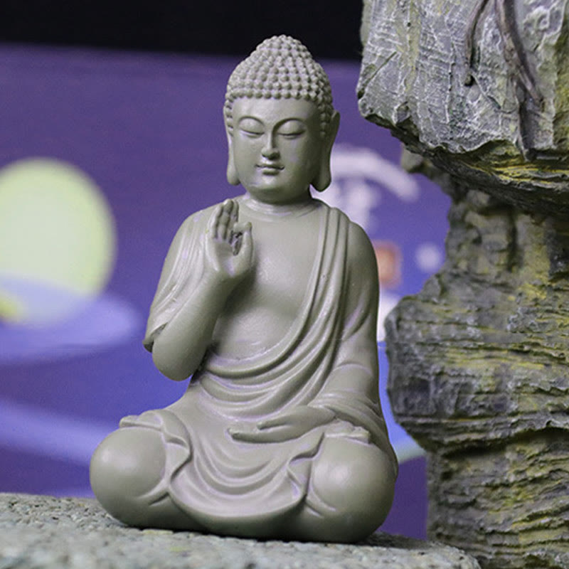 Buddha Stones小さな瞑想の祈り 樹脂製仏像 慈悲の家の机の装飾 - image 8