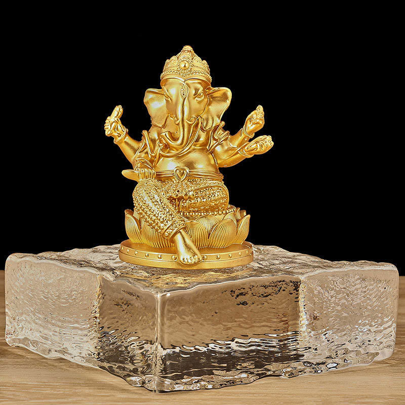 Buddha Stonesミニ 小型 ガネーシャ ガンパティ 象 瞑想像 反射 家庭用 樹脂製 装飾