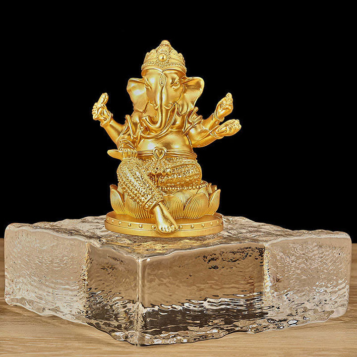 Buddha Stonesミニ 小型 ガネーシャ ガンパティ 象 瞑想像 反射 家庭用 樹脂製 装飾