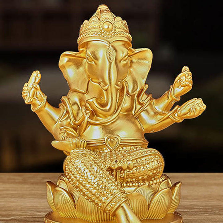 Buddha Stonesミニ 小型 ガネーシャ ガンパティ 象 瞑想像 反射 家庭用 樹脂製 装飾