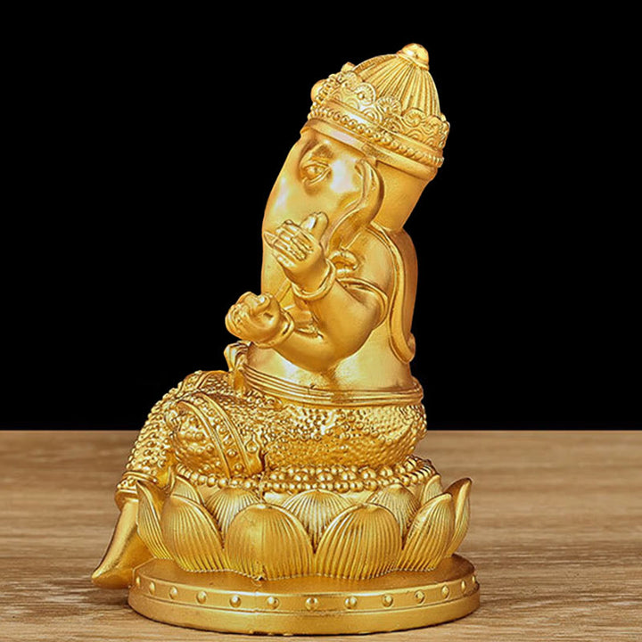Buddha Stonesミニ 小型 ガネーシャ ガンパティ 象 瞑想像 反射 家庭用 樹脂製 装飾