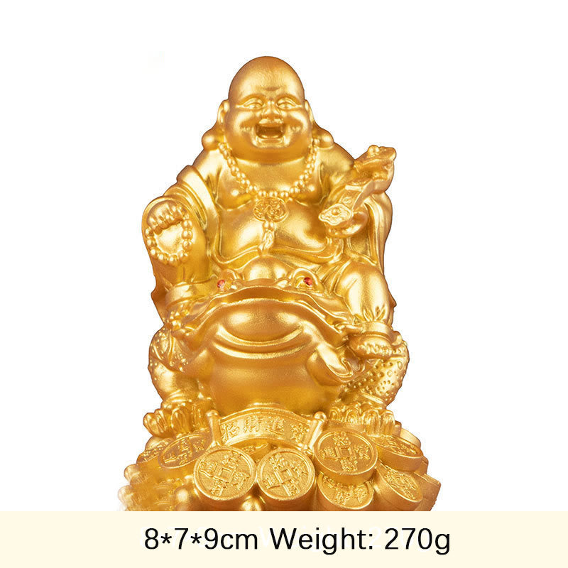 Buddha Stones笑う仏 風水 カエル ヒキガエル 銅貨 富を引き寄せる 樹脂像 家の装飾