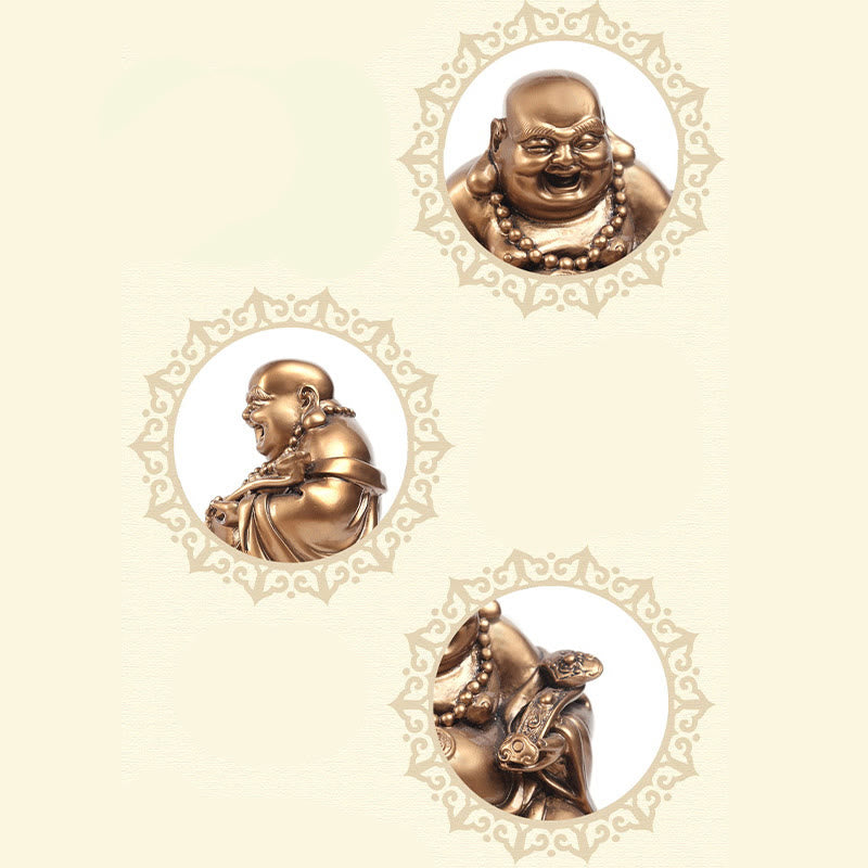 Buddha Stones笑う仏 風水 カエル ヒキガエル 銅貨 富を引き寄せる 樹脂像 家の装飾
