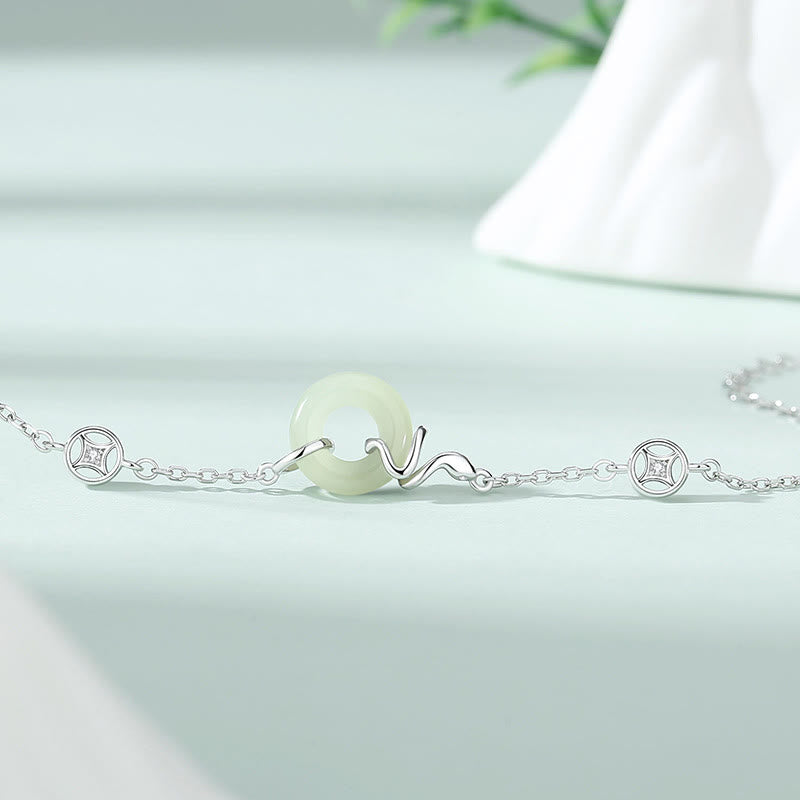 Buddha Stones925 スターリングシルバー 和田翡翠 平和バックル 蛇年 幸運ブレスレット