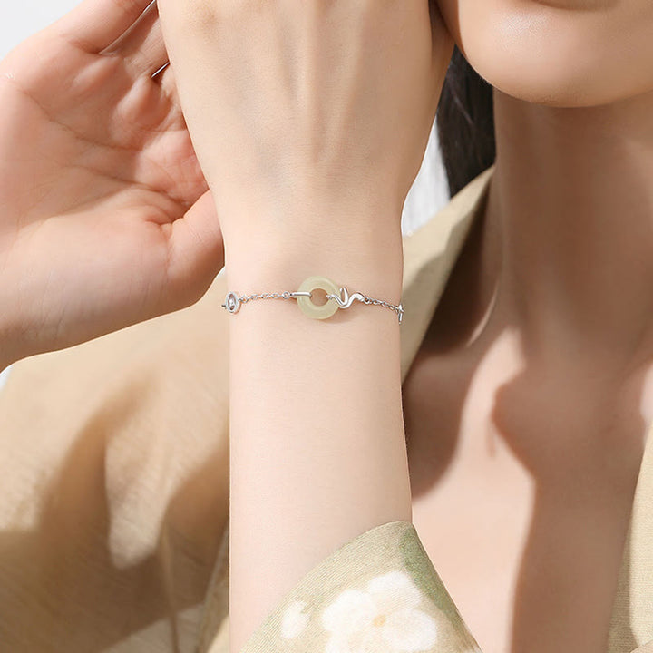 Buddha Stones925 スターリングシルバー 和田翡翠 平和バックル 蛇年 幸運ブレスレット