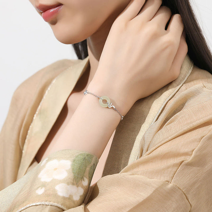 Buddha Stones925 スターリングシルバー 和田翡翠 平和バックル 蛇年 幸運ブレスレット
