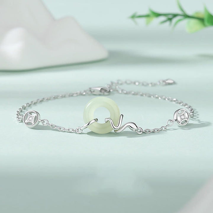 Buddha Stones925 スターリングシルバー 和田翡翠 平和バックル 蛇年 幸運ブレスレット
