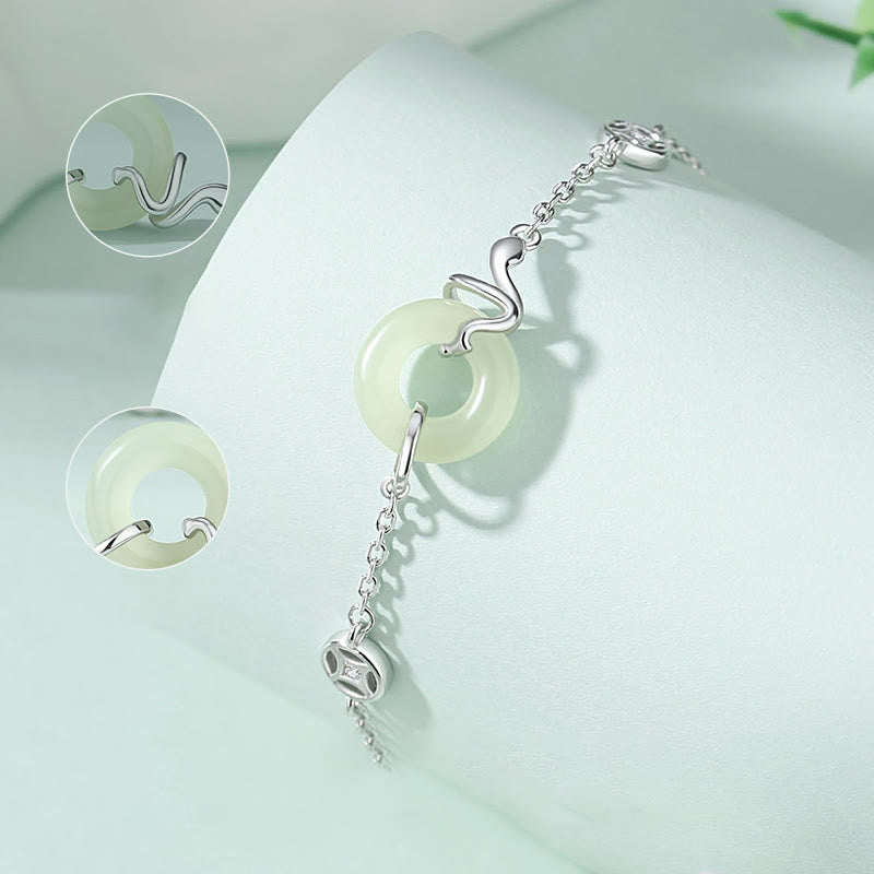 Buddha Stones925 スターリングシルバー 和田翡翠 平和バックル 蛇年 幸運ブレスレット