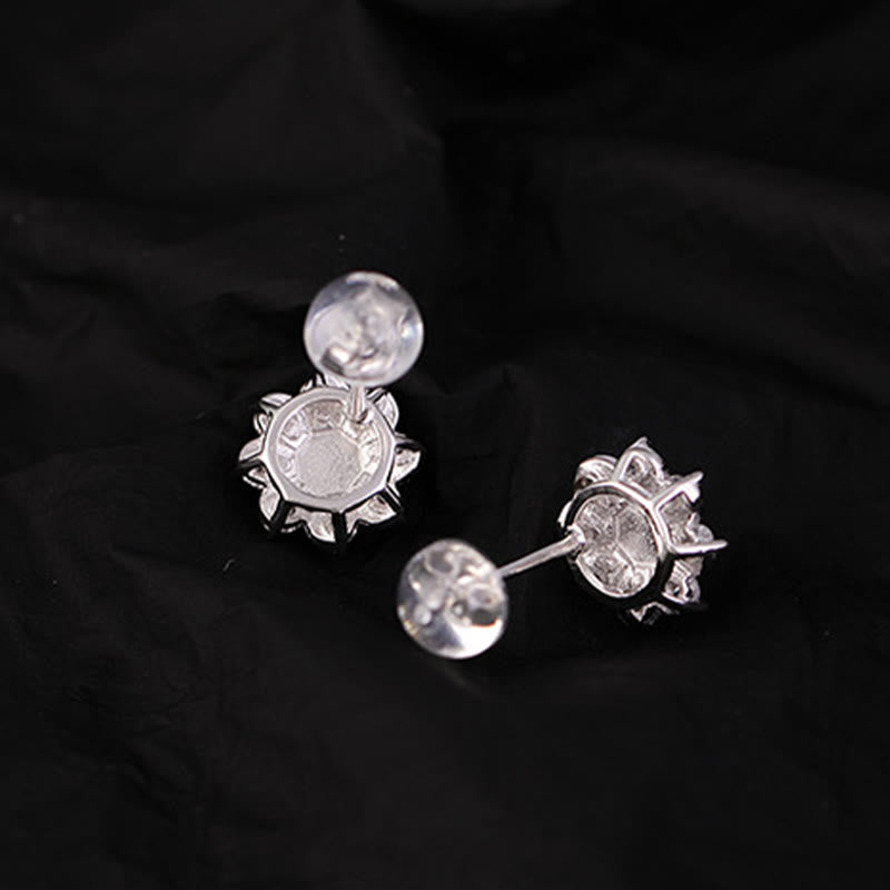 Buddha Stones925スターリングシルバー ラウンド 翡翠花 繁栄のイヤリング