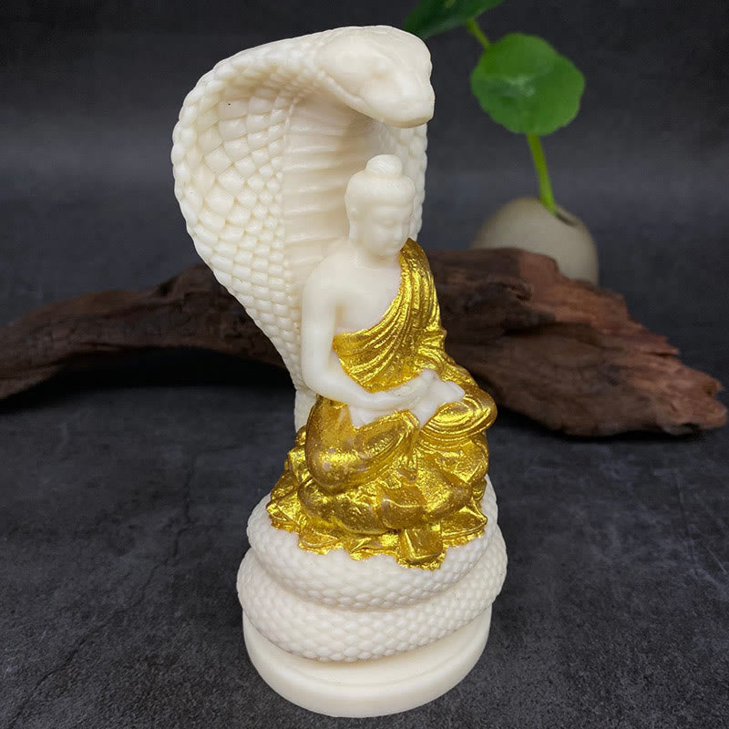 Buddha Stones如来 釈迦牟尼 蛇 蓮 象牙 フルーツ 瞑想 像 静寂 室内装飾
