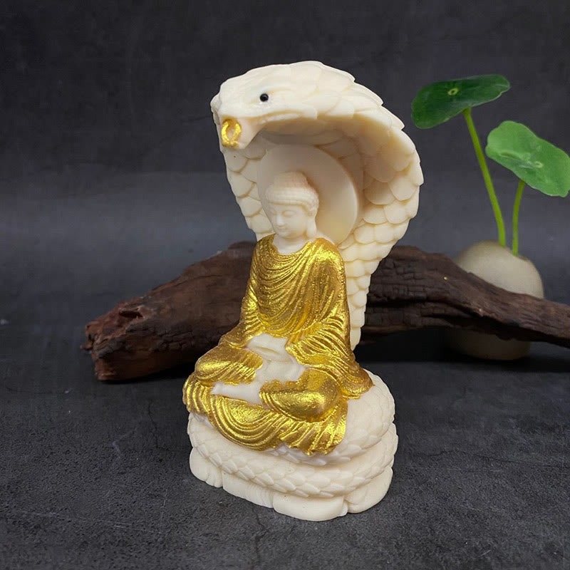 Buddha Stones如来 釈迦牟尼 蛇 蓮 象牙 フルーツ 瞑想 像 静寂 室内装飾