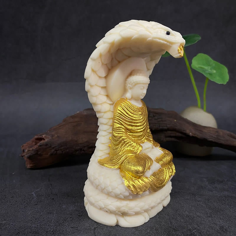 Buddha Stones如来 釈迦牟尼 蛇 蓮 象牙 フルーツ 瞑想 像 静寂 室内装飾 - image 7