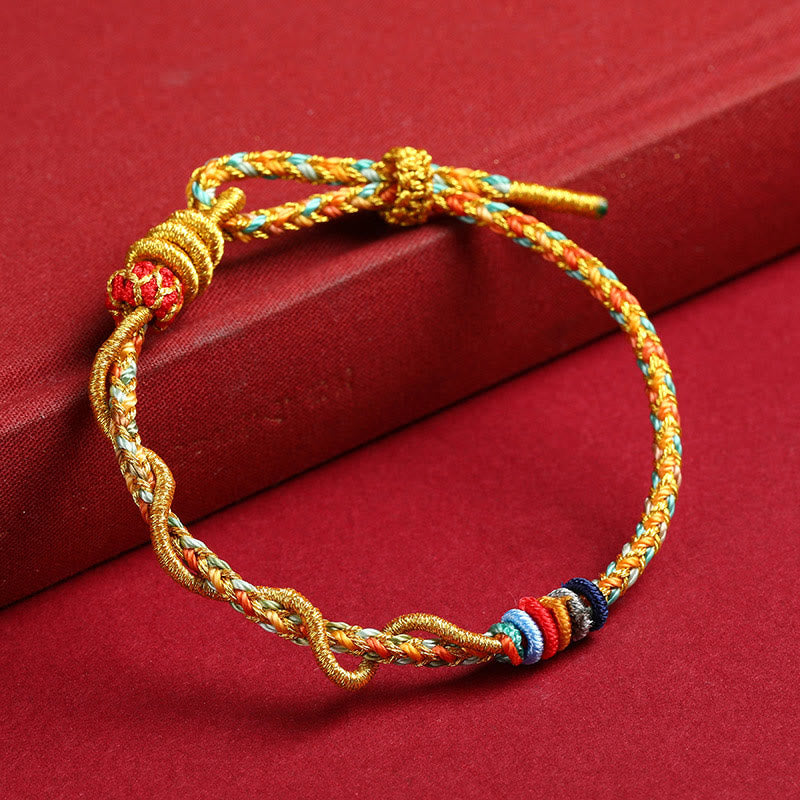Buddha Stonesの黄色い紐で蛇の年を守る編み込みブレスレット