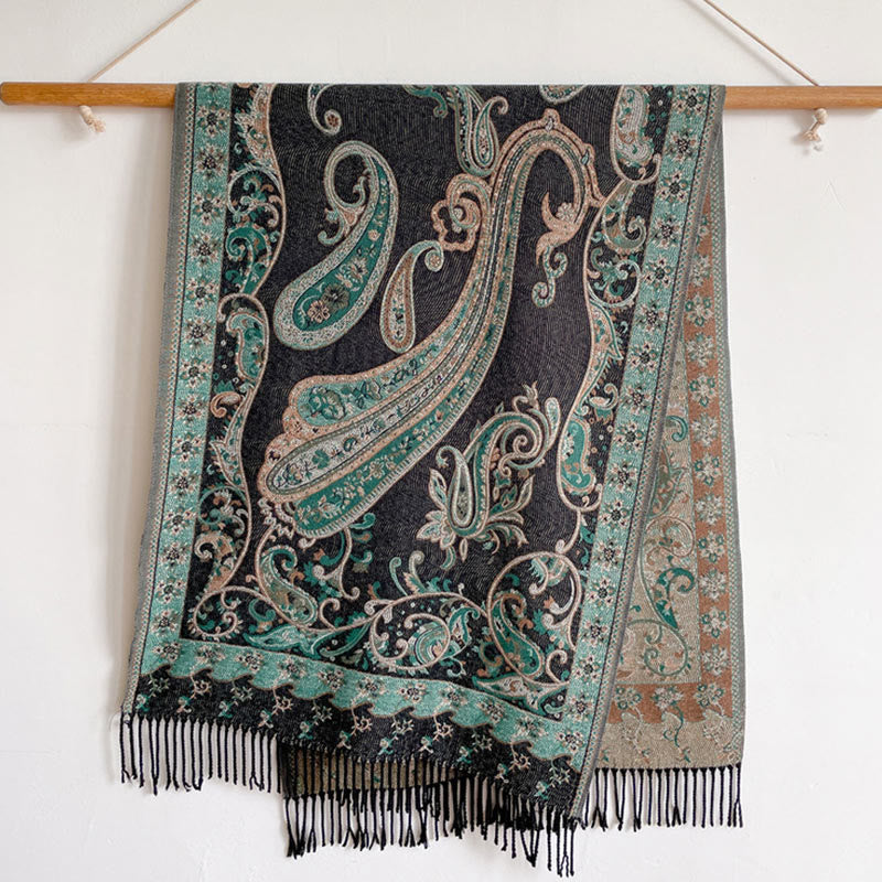 Buddha Stonesチベットカシューフラワータッセルショール秋冬用快適トラベルスカーフラップ - image 7