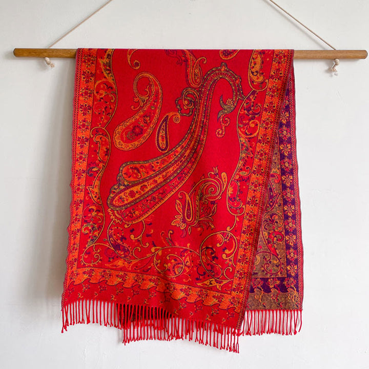 Buddha Stonesチベットカシューフラワータッセルショール秋冬用快適トラベルスカーフラップ - image 16