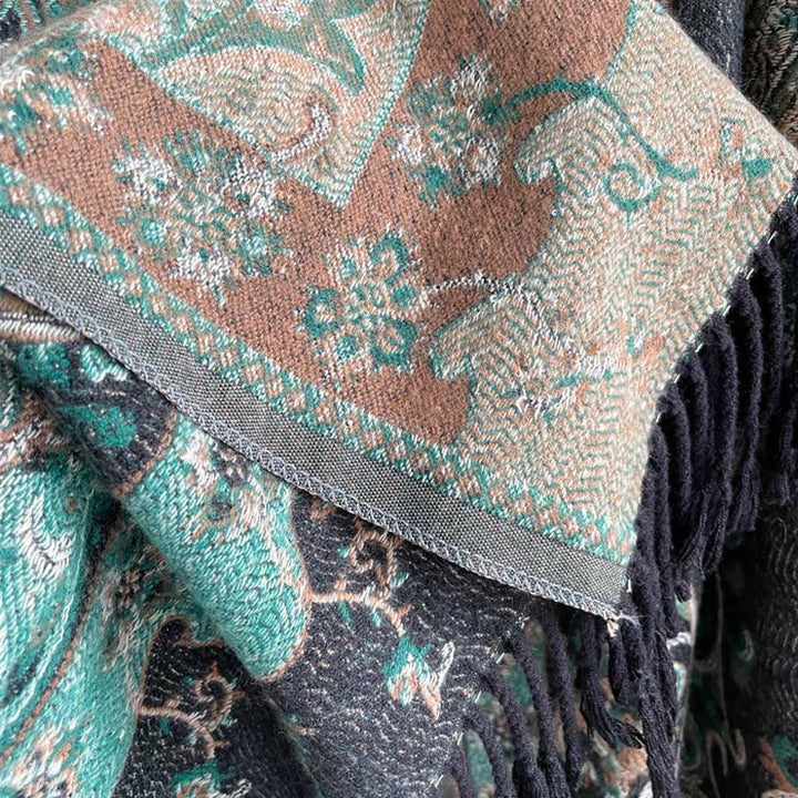 Buddha Stonesチベットカシューフラワータッセルショール秋冬用快適トラベルスカーフラップ - image 4