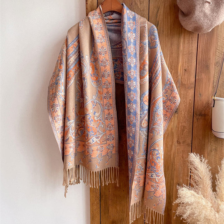 Buddha Stonesチベットカシューフラワータッセルショール秋冬用快適トラベルスカーフラップ