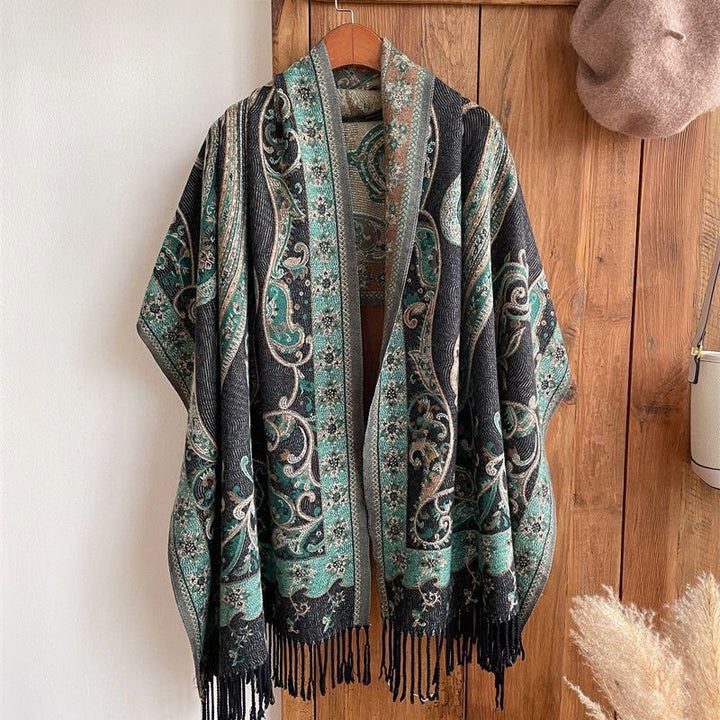 Buddha Stonesチベットカシューフラワータッセルショール秋冬用快適トラベルスカーフラップ