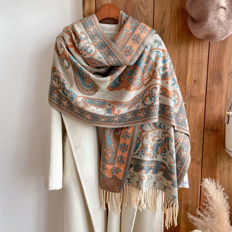 Buddha Stonesチベットカシューフラワータッセルショール秋冬用快適トラベルスカーフラップ - image 40