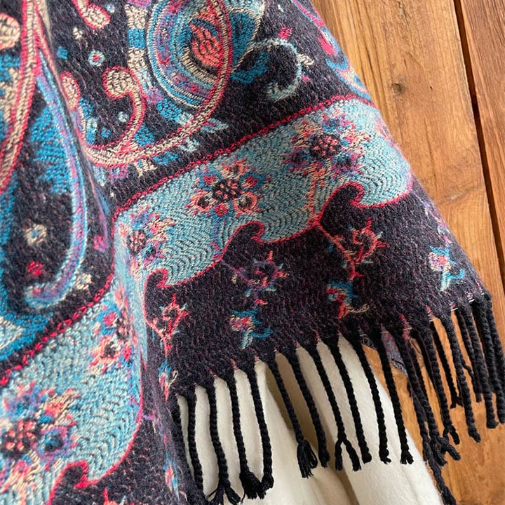 Buddha Stonesチベットカシューフラワータッセルショール秋冬用快適トラベルスカーフラップ - image 24