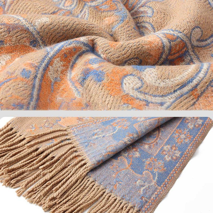 Buddha Stonesチベットカシューフラワータッセルショール秋冬用快適トラベルスカーフラップ