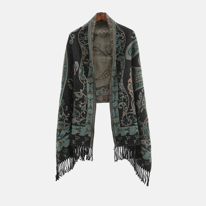 Buddha Stonesチベットカシューフラワータッセルショール秋冬用快適トラベルスカーフラップ