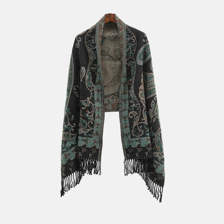 Buddha Stonesチベットカシューフラワータッセルショール秋冬用快適トラベルスカーフラップ